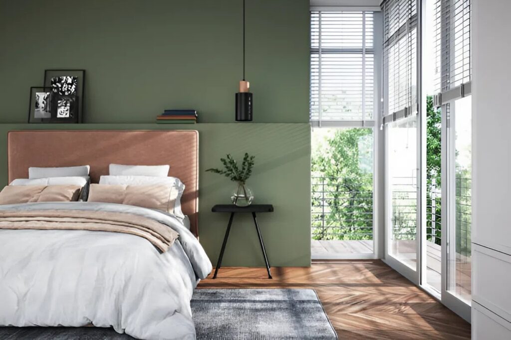Modern bedroom painted in a trendy color by a house painter in Grover Beach, CA