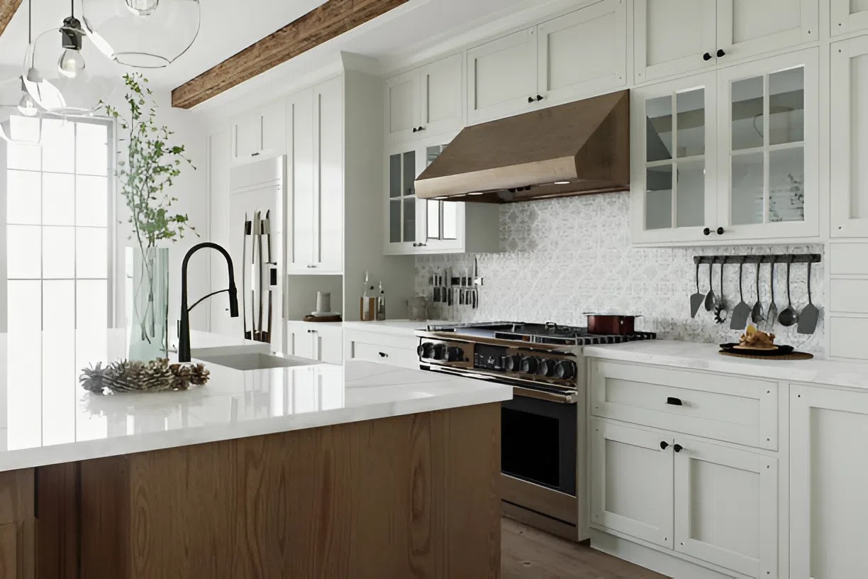 Modern white kitchen cabinets painted by a painting company in Grover Beach, CA