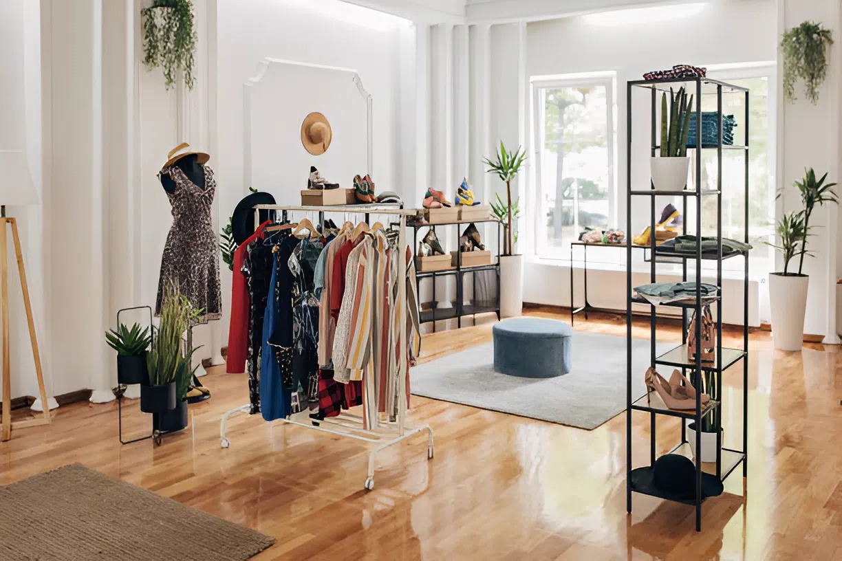 Retail interior with clean white walls and smooth finishes by a painting company in Avila Beach, CA