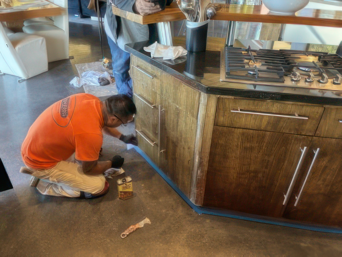 Refinished stained wood countertop project Refinished stained countertop