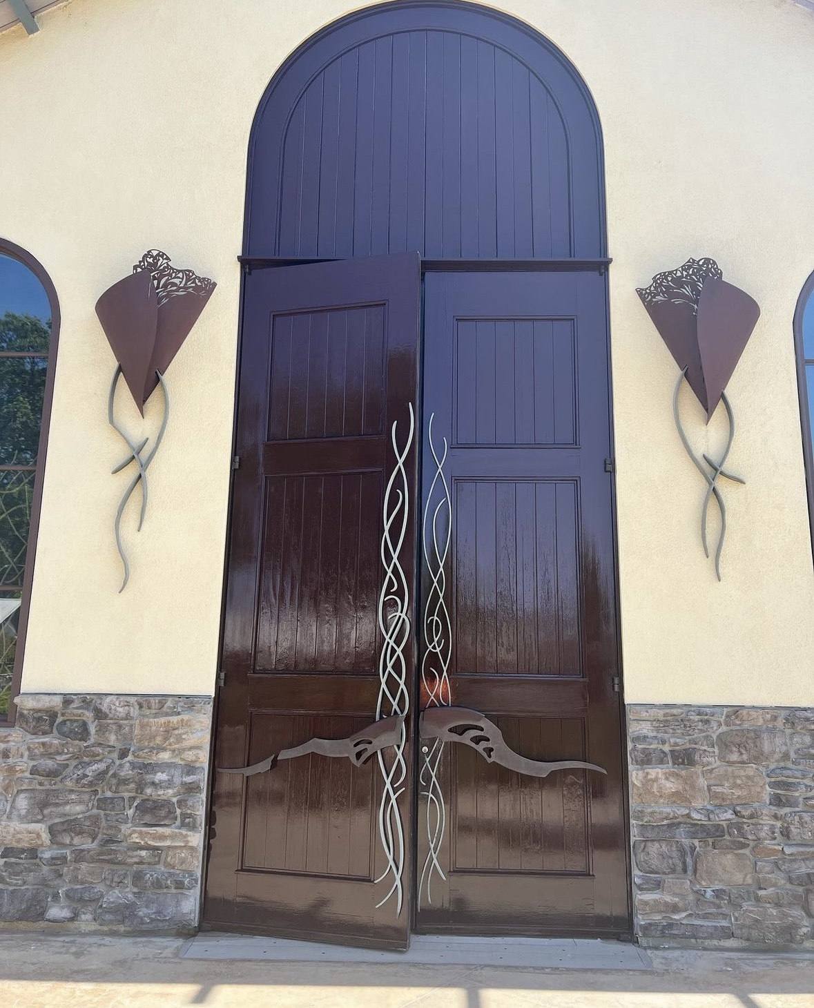 Custom carved decorative door refinishing detail Custom carved door detail