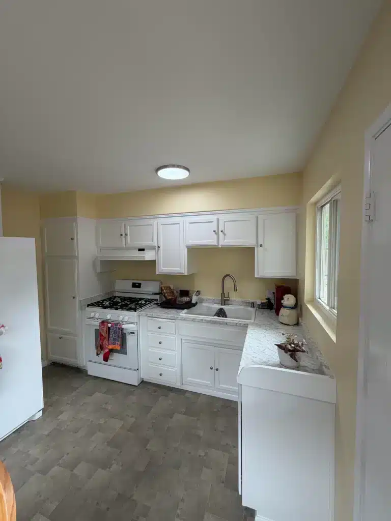 Pale Yellow Kitchen Interior cabinet painting problems